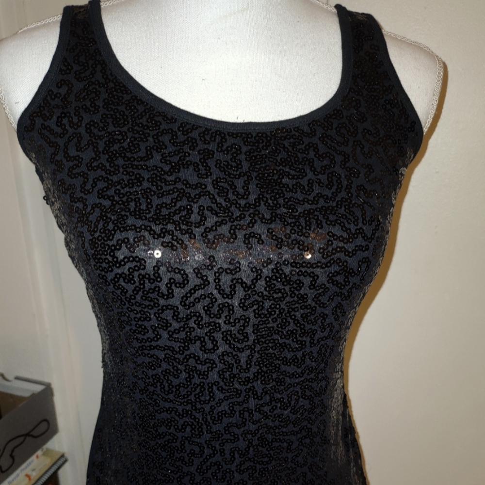 Black Sequin Tank Top